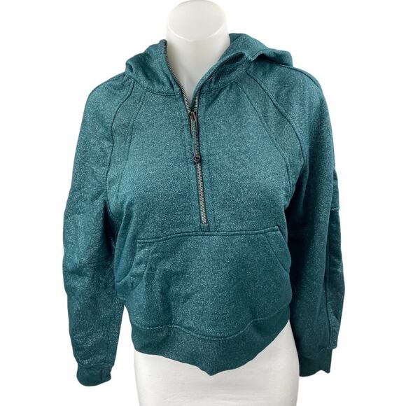 Lululemon Scuba Green Metallic Oversized Half-Zip Hooded Hoodie Sweatshirt XS/S - Picture 1 of 3